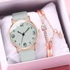 Luxury Women Bracelet Watches Set Ladies Simple Rhinestone Bracelet Watch Fashion Elegant Leather Strap Quartz Wristwatch Birthday Gift for Women