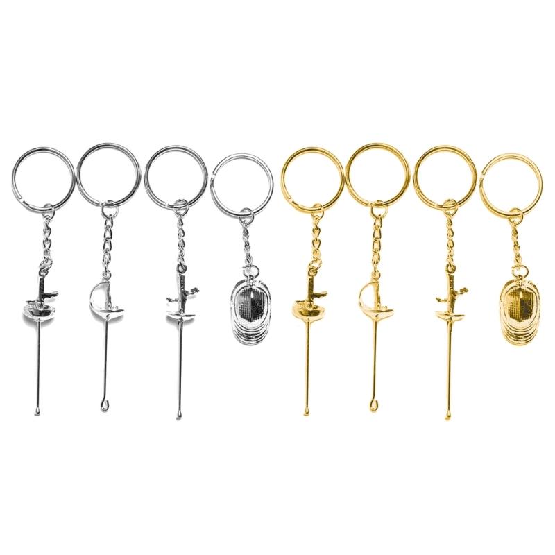 Creative Fencing Pendant Metal Keychain Bag Charm Keychain Accessories for Men Women Backpacks Handbag School Bag