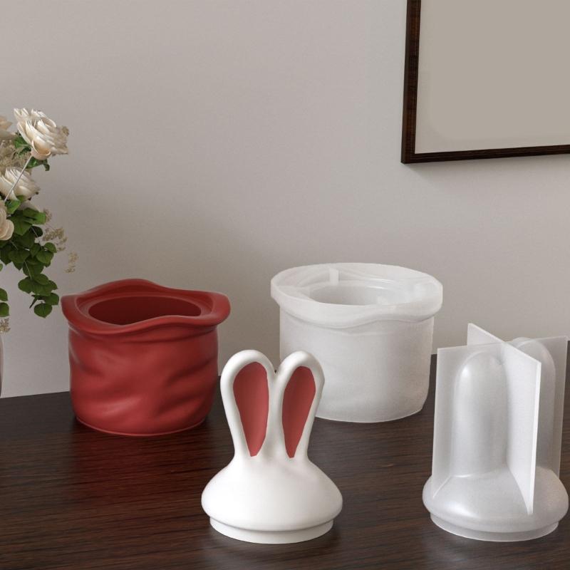 Creative Rabbits Shape Silicone Mould Easy Demold for Making Jewelry Boxes Home Decoration Items