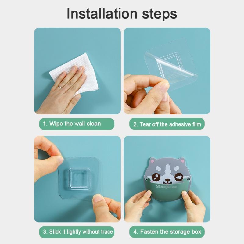 Wall-Mounted Cartoon Organizer Box Multi-functional Air Conditioner Remote Control Phone Rack Punch-free Storage Box Home Decor