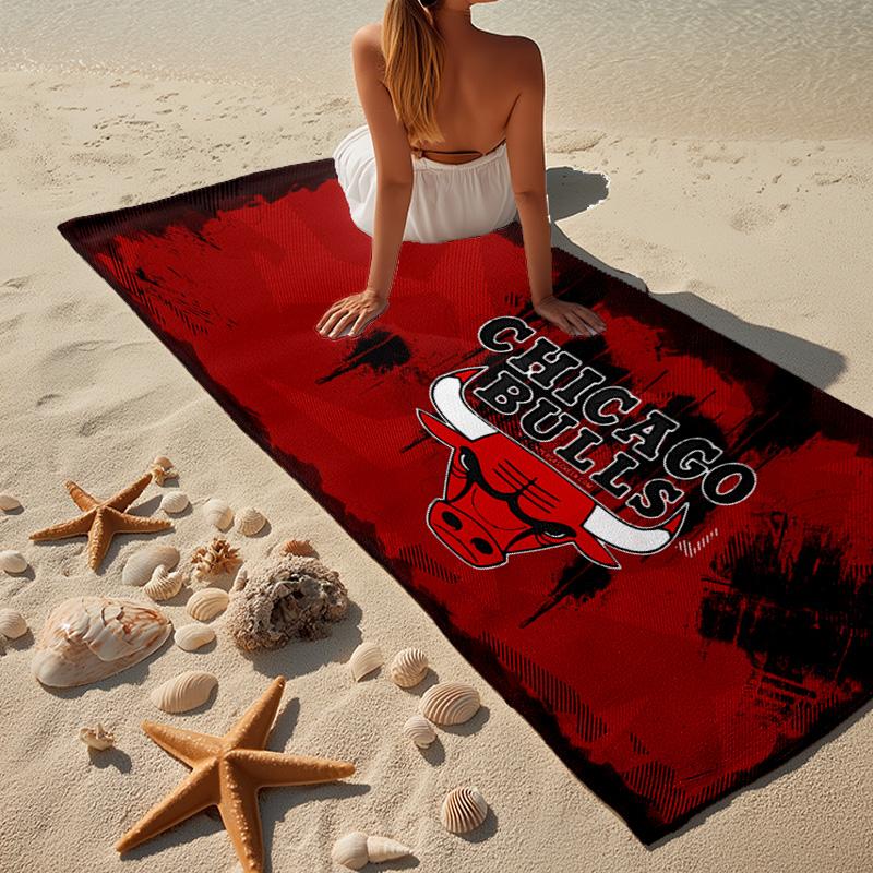 1pz Telo da Spiaggia Logo Chicago Bulls - Morbido, Microfibra Assorbente, Leggero, Ideale per Spiaggia, Feste, Viaggi, Campeggio, Regali per Fan