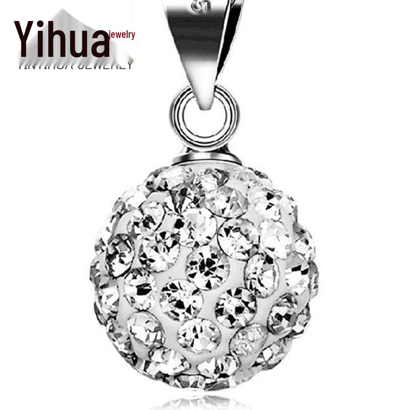 

Красочное ожерелье с шаром-бриллиантом - Корейский стиль Ретро Серебро с натуральным кристаллом Шамбала White Diamond Pendant [Chain Not Included]