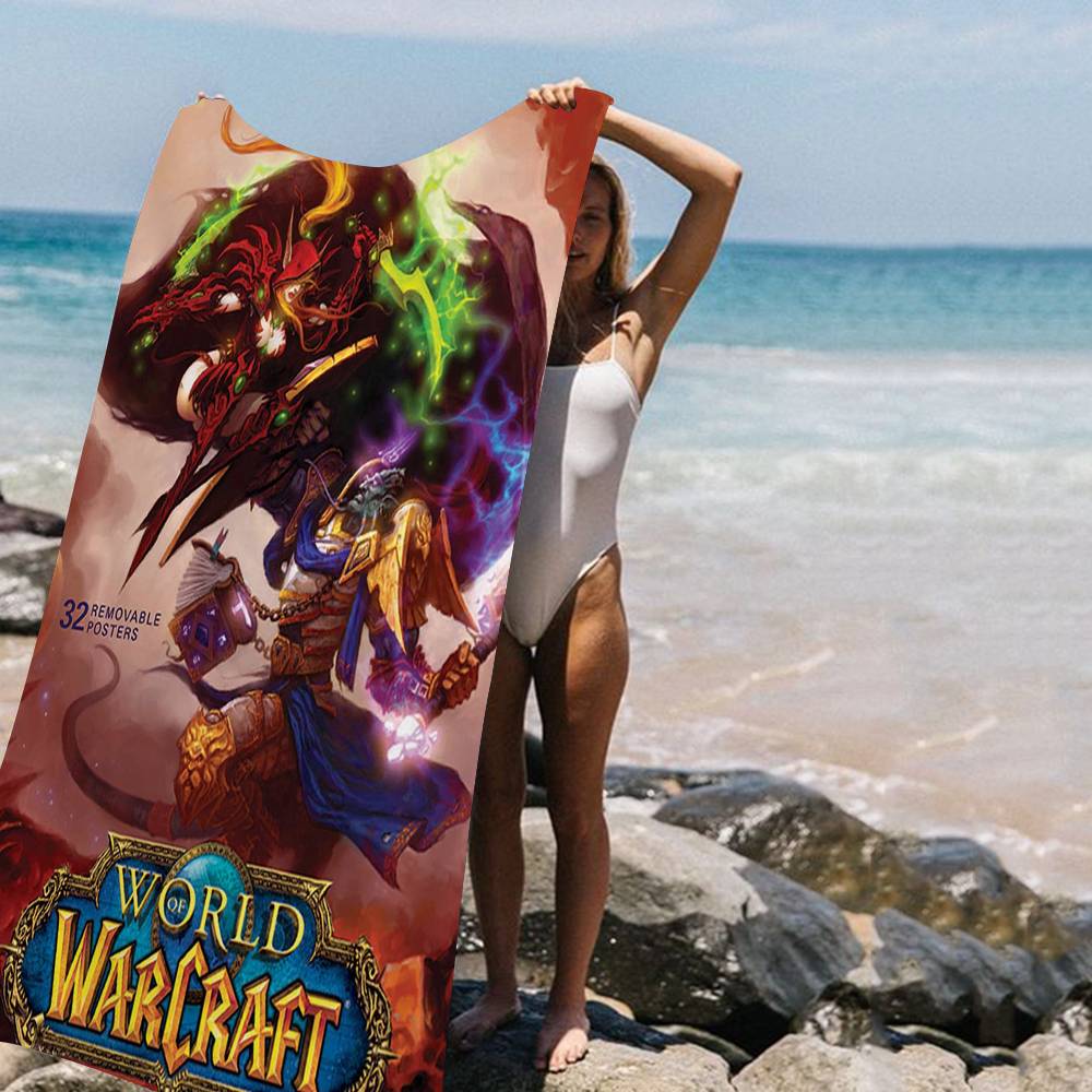 W-World Of Games W-Warcraftes Microfiber Printed Beach Towel Mountain Climbing Yoga Beach Swimming Running Absorbent Soft Towel