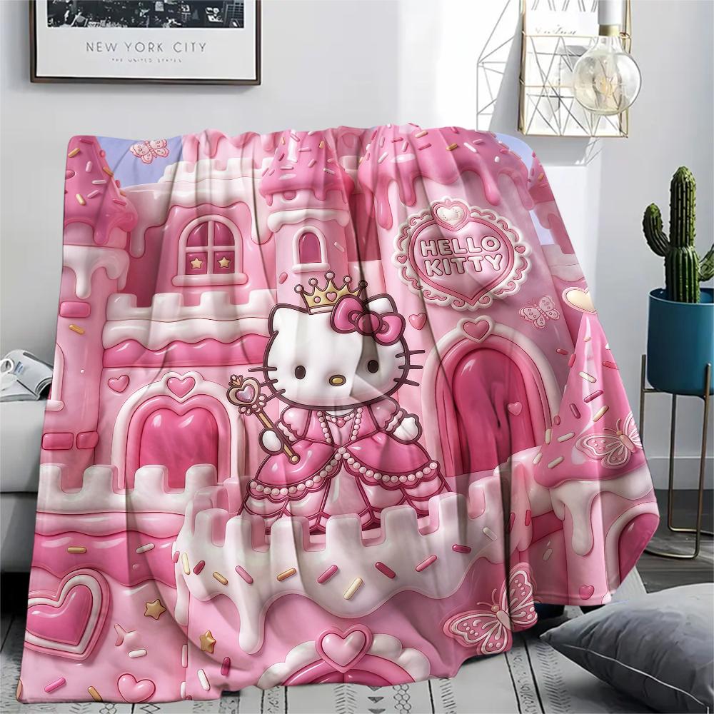 1PC Hello Kitty Cute Print Flannel Blanket, High Quality All Seasons, Home Decor, Warmth and Comfort, Perfect for Christmas Gifts