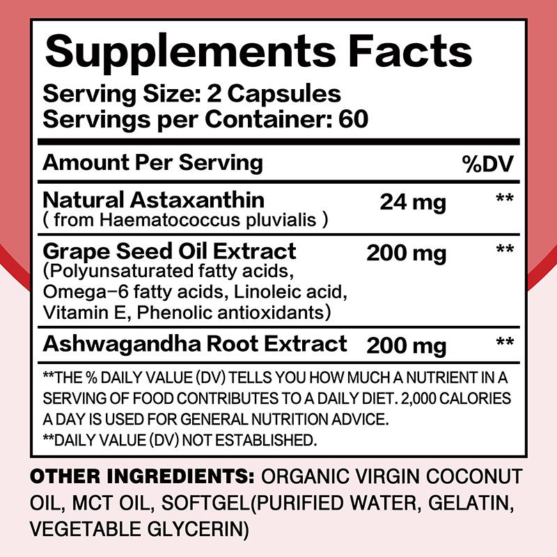 Buporai Astaxanthin Supplement Capsules - Eye, Joint, Heart, and Brain Health
