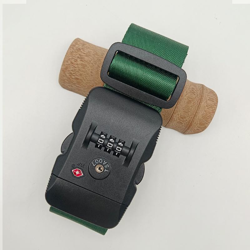 Solid Color Nylon Luggage Strap with Herringbone Pattern, Password Lock, and One-Word Handle