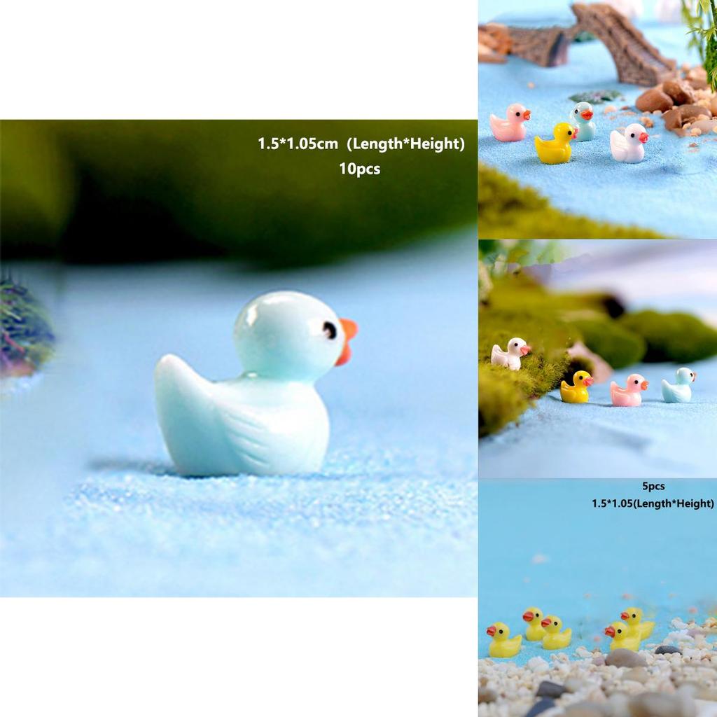 Adorable 5 Colors Mini Colorful Duck Resin Ornaments For Charming Micro Landscapes