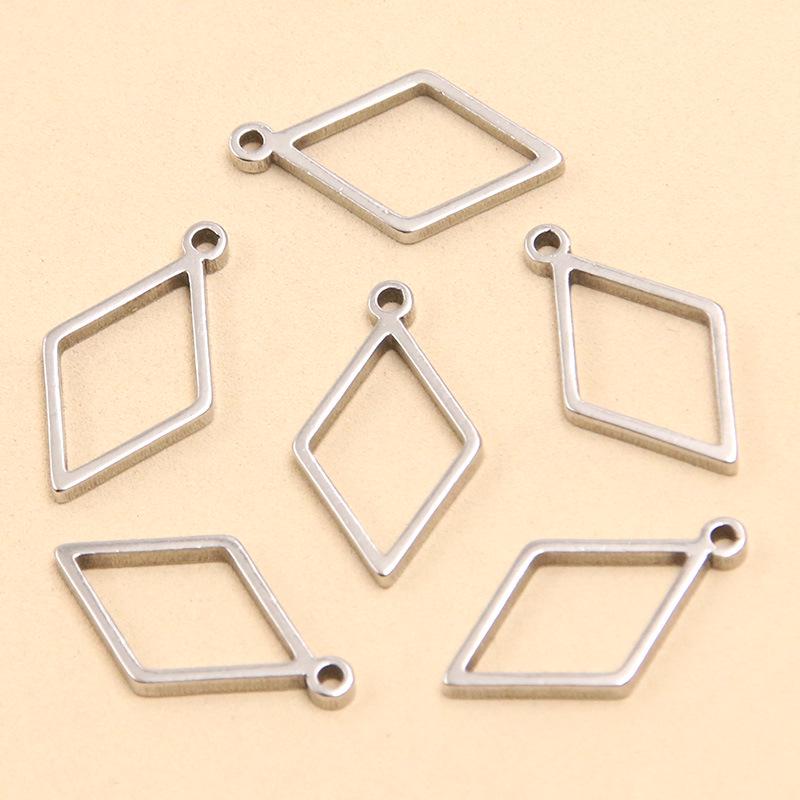 Stainless Steel Geometric Charm Molds: 10 Models & 2 Colors - Pentagram, Rhombus, Circle, Water Drop, Moon Pendants