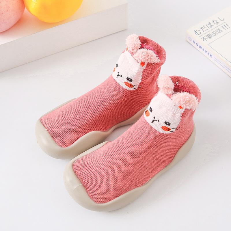 XIANGHUI Children's Shoes Socks Spring Cartoon All Cotton Baby Non-slip Floor Socks Soft Rubber Sole Baby Walking Shoes Socks