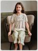 English Girls' Summer Short-sleeved Home Clothes Pajama Set