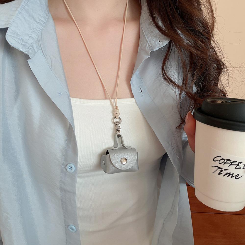 Hanging Neck Mini Coin Purse Necklace Leather Pendant Sweater Chain Long Leather Necklace  Girls