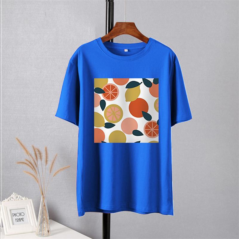 Shellsuning Casaul Kawaii Fruit Printed T Shirt Women Loose O Neck Short Sleeve Base Tees Female Simple Cotton Trendy White Tops