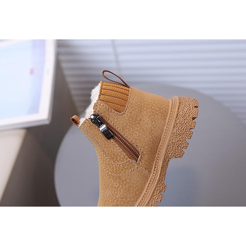 New Arrival Fall/Winter Kids' Warm Plush-Lined Short Boots – Trendy Fashion, Simple Versatile Durable Boots for Toddlers (Unisex)