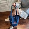 Vielseitige Damen-Denim-Tasche: Schulter-Bucket-Tasche mit großer Kapazität