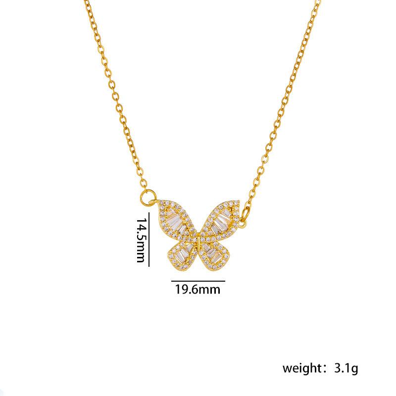 High Grade Butterfly Zircon Tassel Pendant Necklace Stainless Steel Fashion Geometric Choker Jewelry Party Gifts For Women Girls