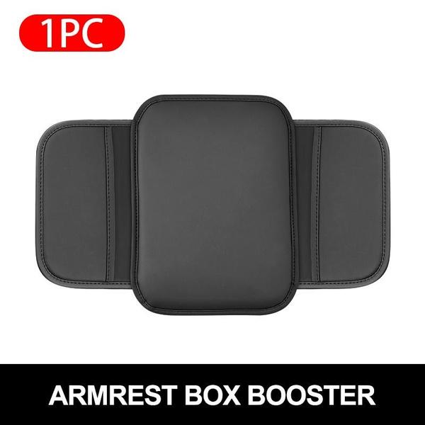 

Подушка для автомобильного подлокотника из искусственной кожи. Мягкая подушка для автомобильного подлокотника с боковым карманом. Универсальная центральная консоль. Защита коврика от царапин. Нескользящие опоры для рук. чёрный