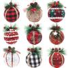 Cloth Bag Ball Black and White Red Check Ball Christmas Tree Hanging Christmas Foam Ball Decoration Foam Material