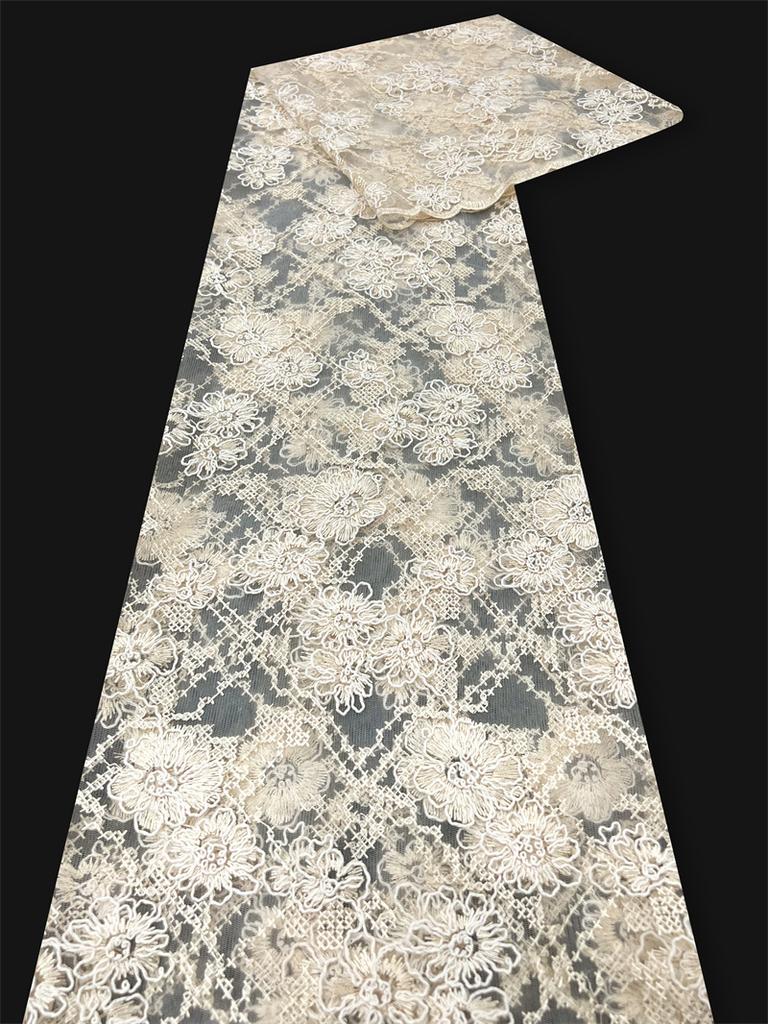 Wide 125cm Latest French Lace Fabric Hight Quality Embroidery Net Lace Fabric for Bridal Couture Evening Gown Material 5 Yards