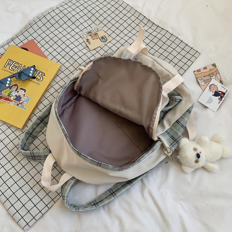 IELGY Korean version of Harajuku ins campus high school junior high school student backpack plaid girl backpack