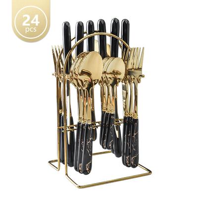Juego de Tenedor y Cuchara de Acero Inoxidable Pulido Espejo Espesor Grosor Kit de Vajilla de Cocina para Hogar Restaurantes Reuniones Dorado