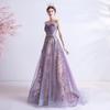 Evening dress 1011 new sexy tube top purple sequined star skirt banquet bride art test performance dress