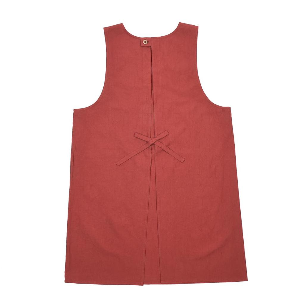 Sewing Washer Pintuck [Kusuguru Japan] Apron, Apron, K103-16, Red, M-L