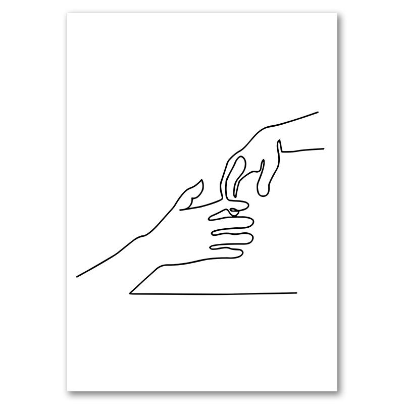 Linea astratta mamma bambino mano cuore minimalista arte murale tela pittura nordica poster e stampe quadri da parete decorazioni per la camera dei bambini