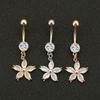 Dangled Design Apricot Blossom Navel Jewelry Zinc Zinc Alloy Flower Rhinestone Belly Ring  Women