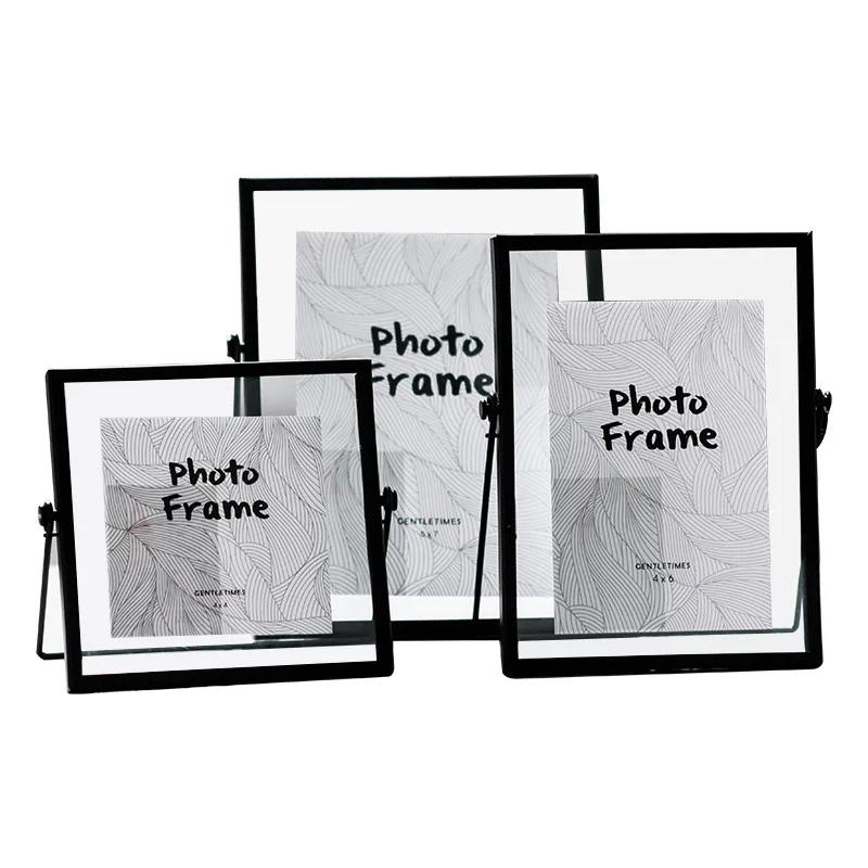 4/6/7inch Metal Photo Frame Nordic Gold Painting Picture Poster Wall Photoes Cube Frames Baby Black Family Decorative
