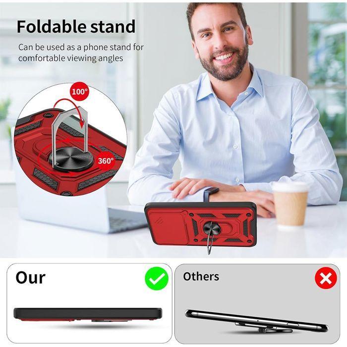 Coque de protection - Xiaomi - 15 - Antichoc - Support anneau - Rouge