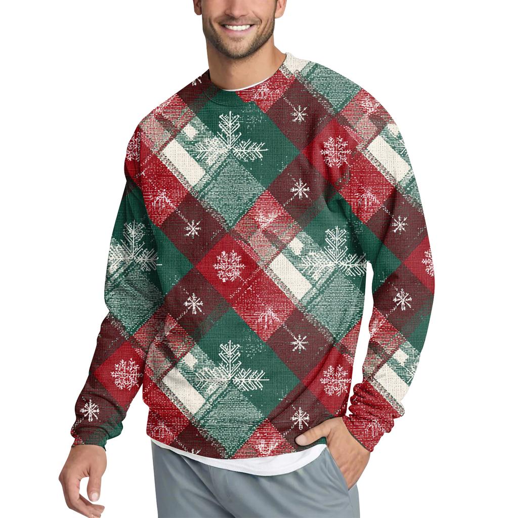 Men's Casual Fashion Printed Round Neck Pullover Sweatshirt