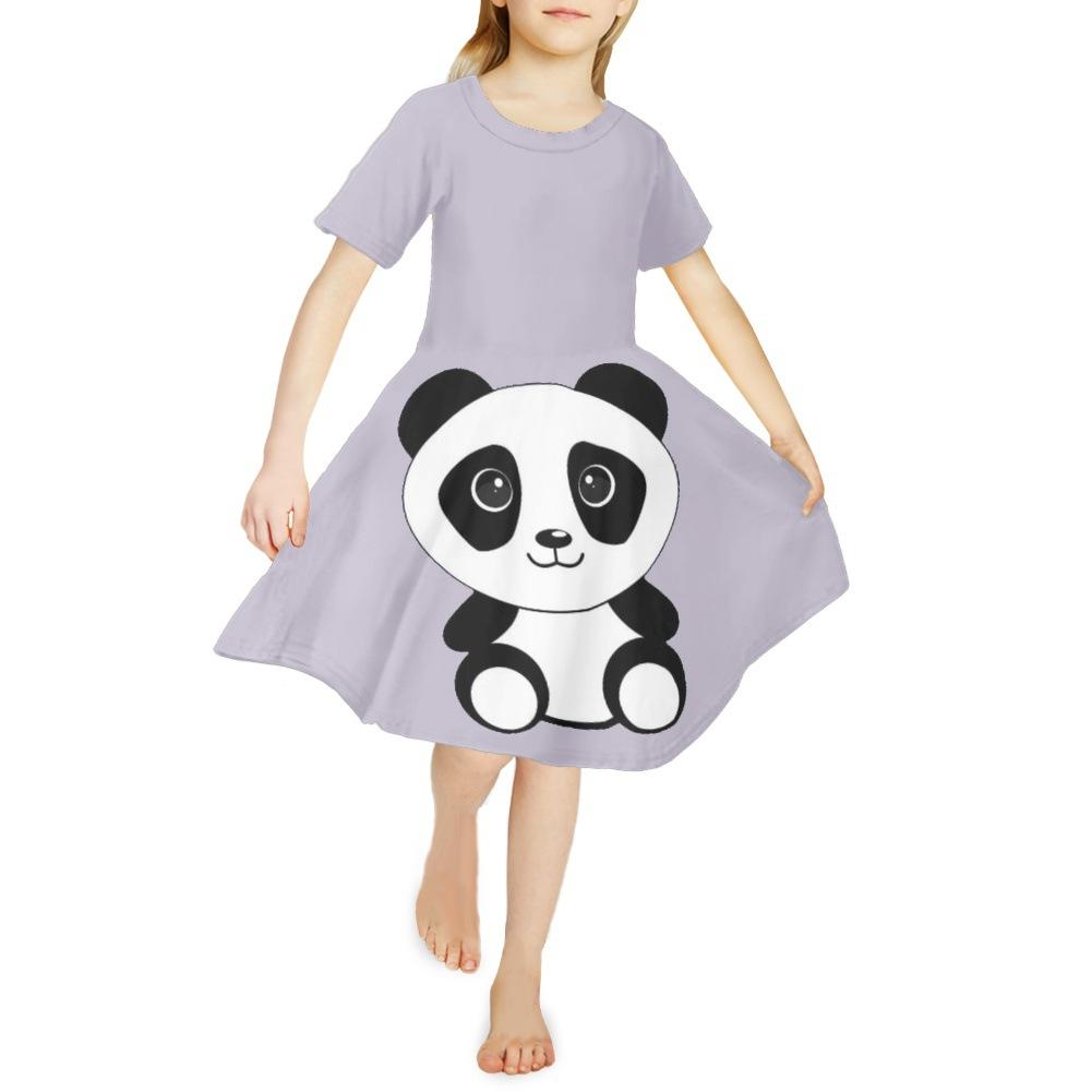 Girls 3D Print Dresses Kids Girl Party Sleeveless Princess Dress Tank 3D Black Bear Print Dress