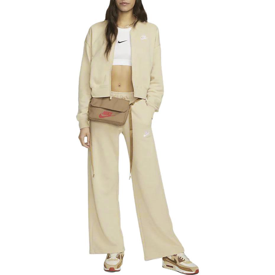 Nike Sportswear Solid Color Zip-Up Cropped Casual Jacket Women Outerwear Sand-Dune White FB7279-126