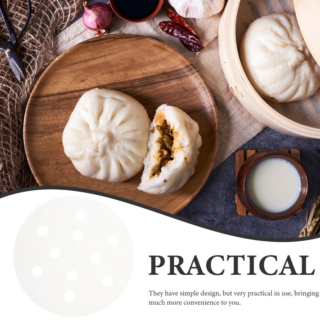 400Pcs Kitchen Steamer Paper Liners Non-Stick Steamer Liner Anti-Skid Pad for Steaming Buns Dumplings Vegetables