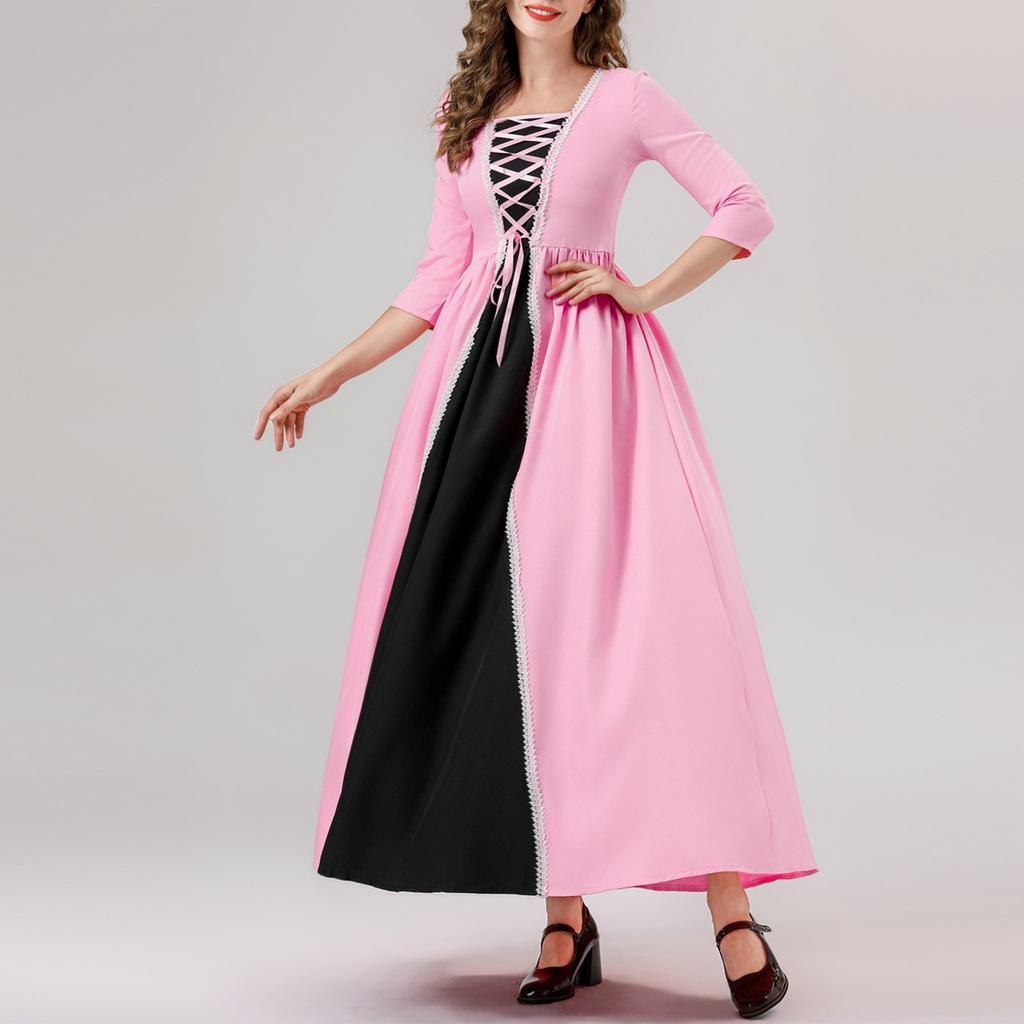 Damen Halloween Kostüm Dark Gothic Hexe Cos Sexy Langer Rock Kleid