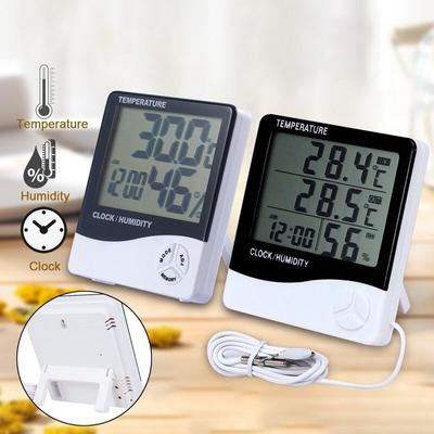 Digitálne vlhkomery LCD 2 v 1 Domáci vnútorný vonkajší teplomer s hodinami