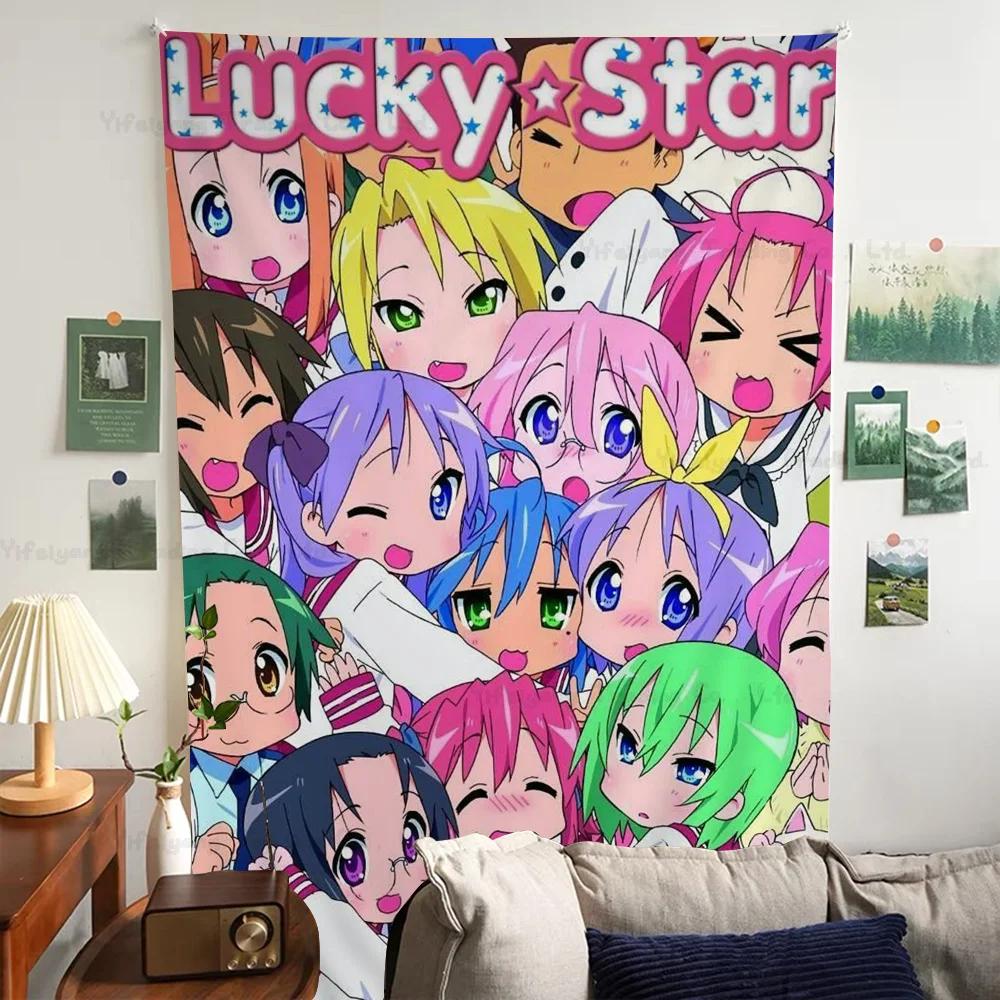 Lucky Star Comedy Anime Cartoon Tapestry Art Science Fiction Room Home Decor Wall Hanging Home Decor