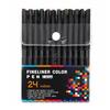 12, 24, 36 Color Watercolor Fineliner Drawing Pen Set with 0.4mm Needle Tip for Outlining