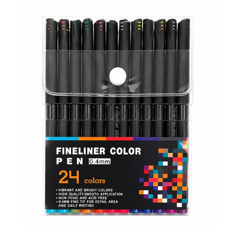12, 24, 36 Color Watercolor Fineliner Drawing Pen Set with 0.4mm Needle Tip for Outlining