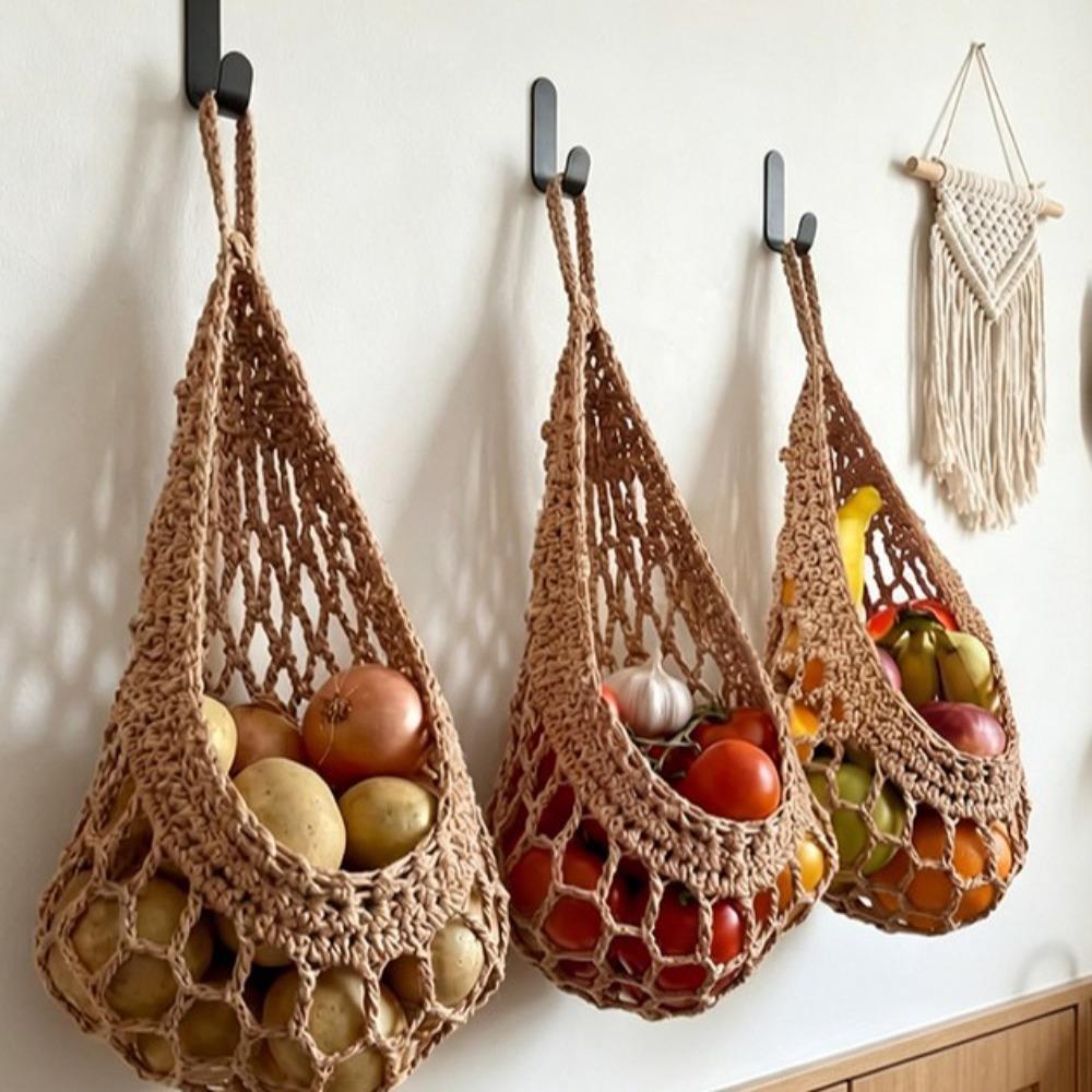 Cotton Rope Fruit Storage Basket Hand Woven Vegetable Storage Basket  Home Storage