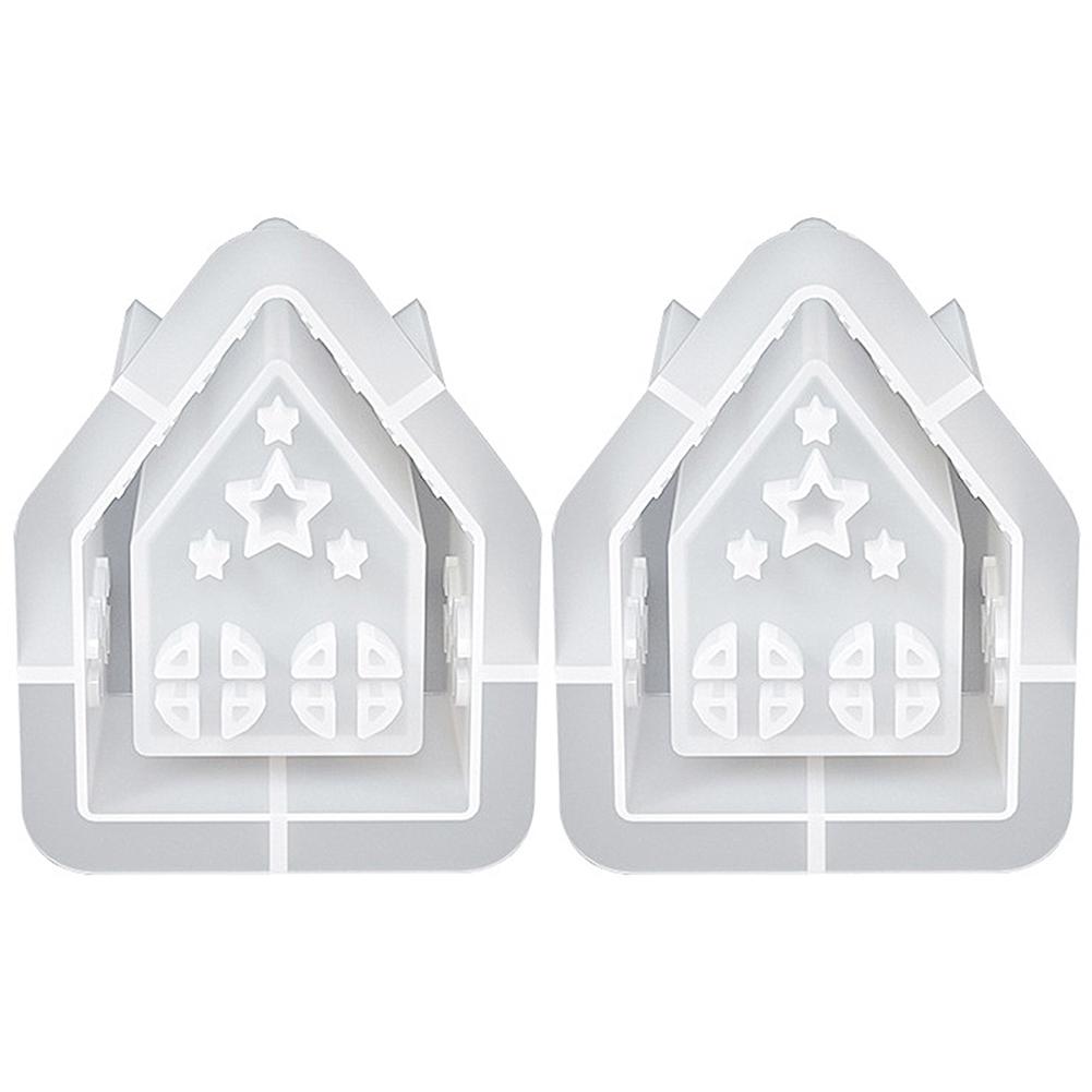1/2/3/4Pcs Casting Mould House Candle Holder Mold Houses Casting Mould Silicone Mold Xmas Tabletop Decoration