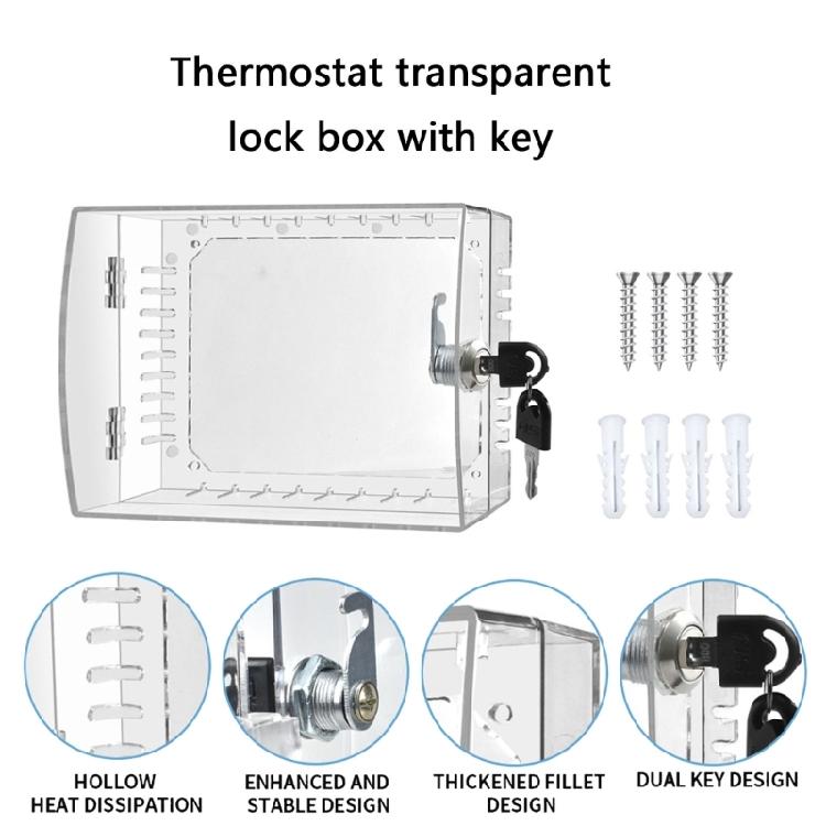 Lockable Thermostat Lock Box with Key Clear Thermostat Guard Protective Cover Replacement Thermostat Guard Enduring