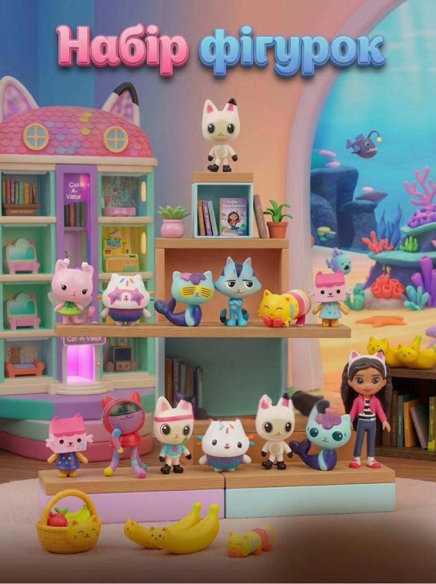 

Набор фигурок Кукольный домик Габби, 5-8 см - Gabby s Dollhouse 13в1 різнокольоровий