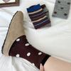 Fashion Blue-Brown Contrasting Striped Socks Autumn Cotton Wrapping Straight Socks Crimped Large Dot Stacked Medium Tube Socks