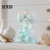Christmas Wreath Figurine DIY Lighted Kit, Santa Snowman Reindeer Tree Decor, Handmade Xmas Decor with LED Light, Festive Party Supplies
