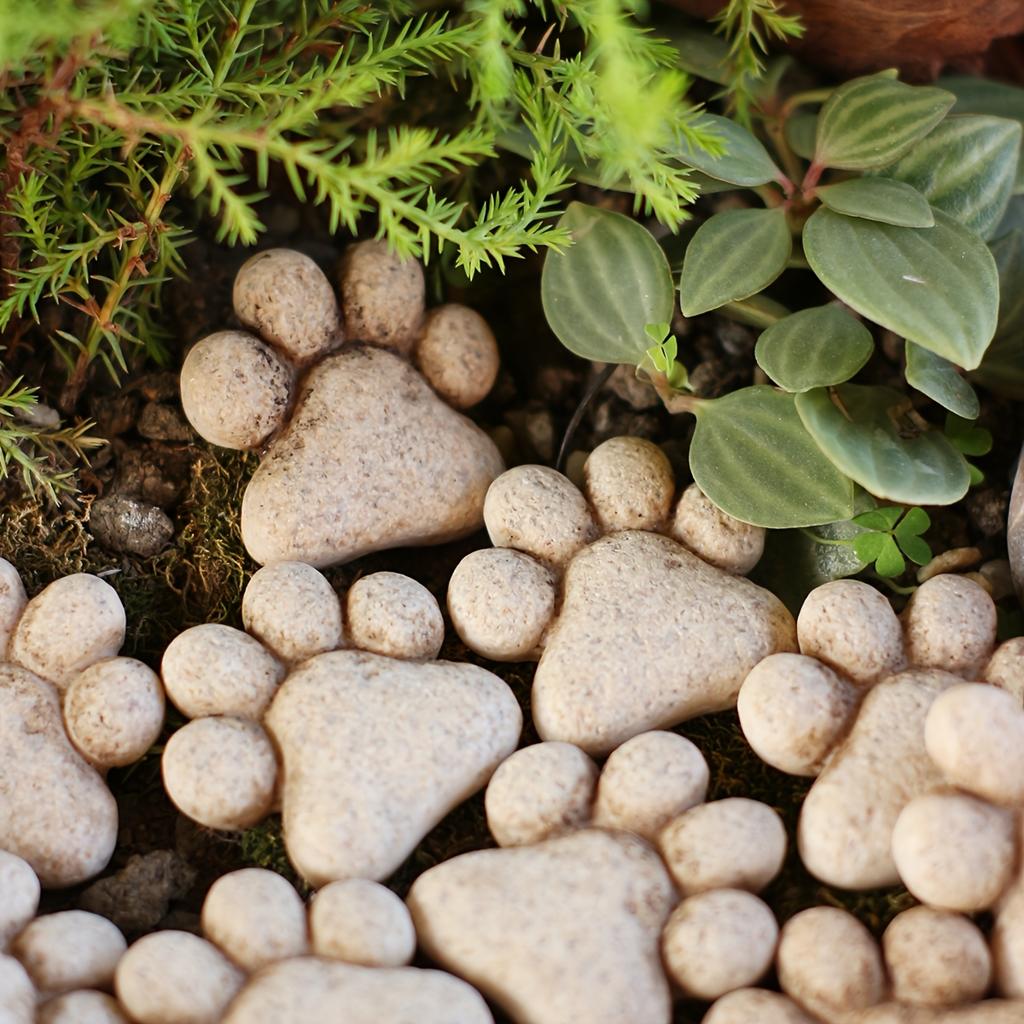20pcs Cat Paw Stepping Stones Resin Garden Stepping Stones Outdoor Decorative Stones for Garden Lawn Pathway Bonsai Decorations Cat Lover Holiday