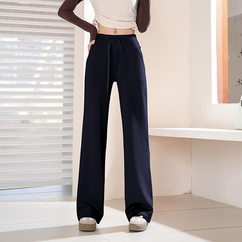 

Модальные брюки с высокой талией, повседневные, прямого кроя, новые тонкие и гладкие, нюдовые, свободные брюки-палаццо, женские для йоги XL темно-синий