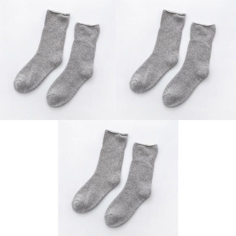 

3 пары женских осенне-зимних махровых носков плюс бархатные утолщенные теплые взрослые носки средней длины однотонные серый