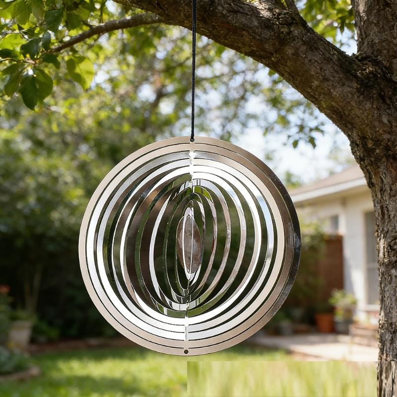 Repelent Reflectiv pentru Păsări din Oțel Inoxidabil cu Cârlig 3D Inimă Rotativă Clopoțel de Vânt Repelent pentru Păsări Decor Suspendat pentru Fermă Grădină