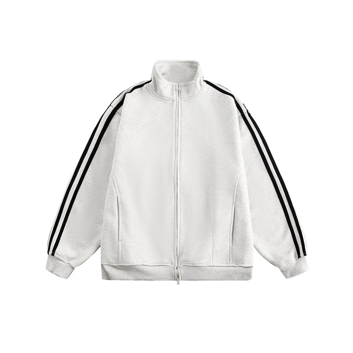 

Мужской кардиган на молнии с полосками и воротником-стойкой, осень 2024 - Свободный крой XXXL серый/белый